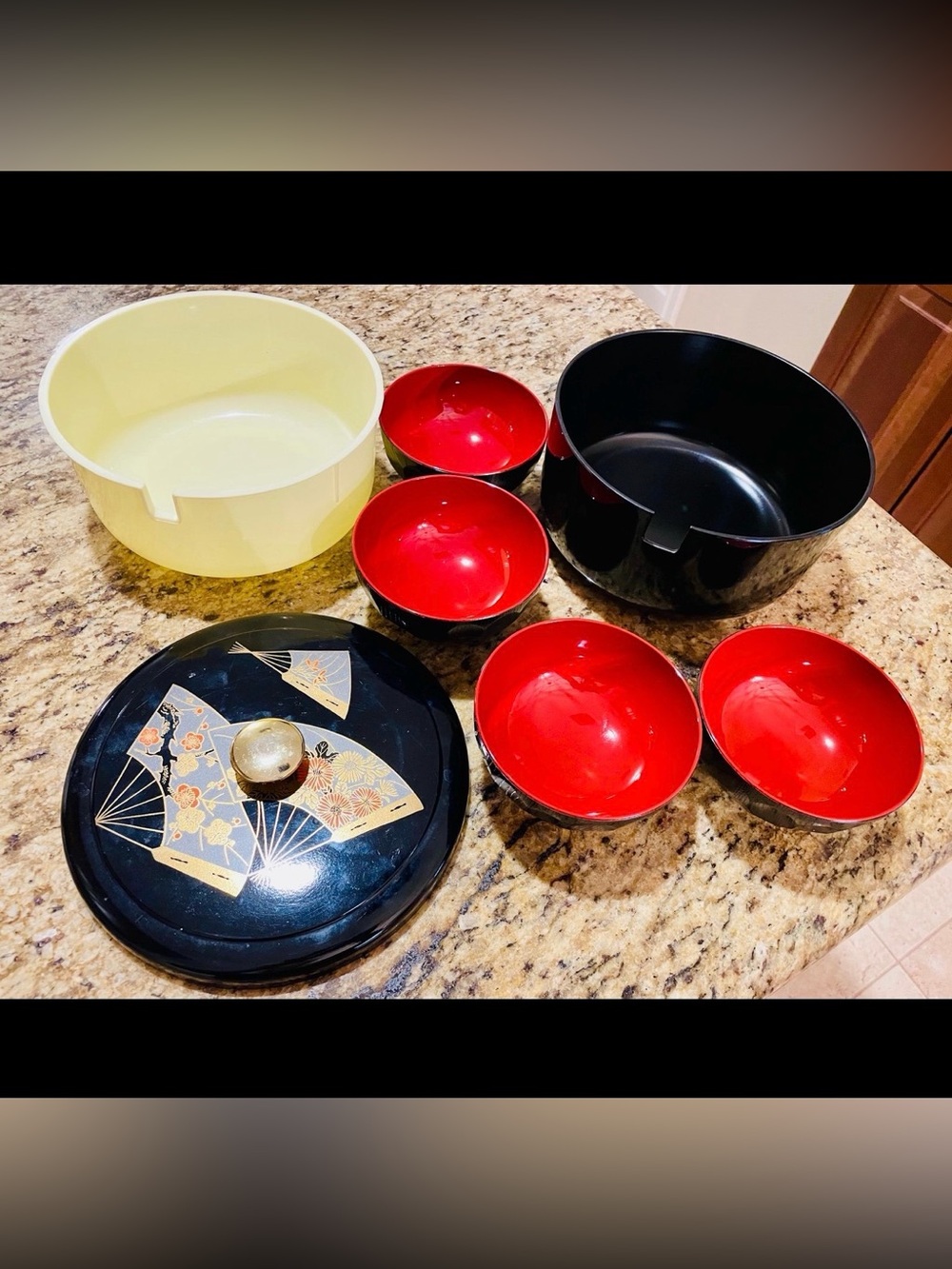 Vintage Yamanaka Japan Lacquerware Bowls & large Miso or Ramen or Rice bowl lid